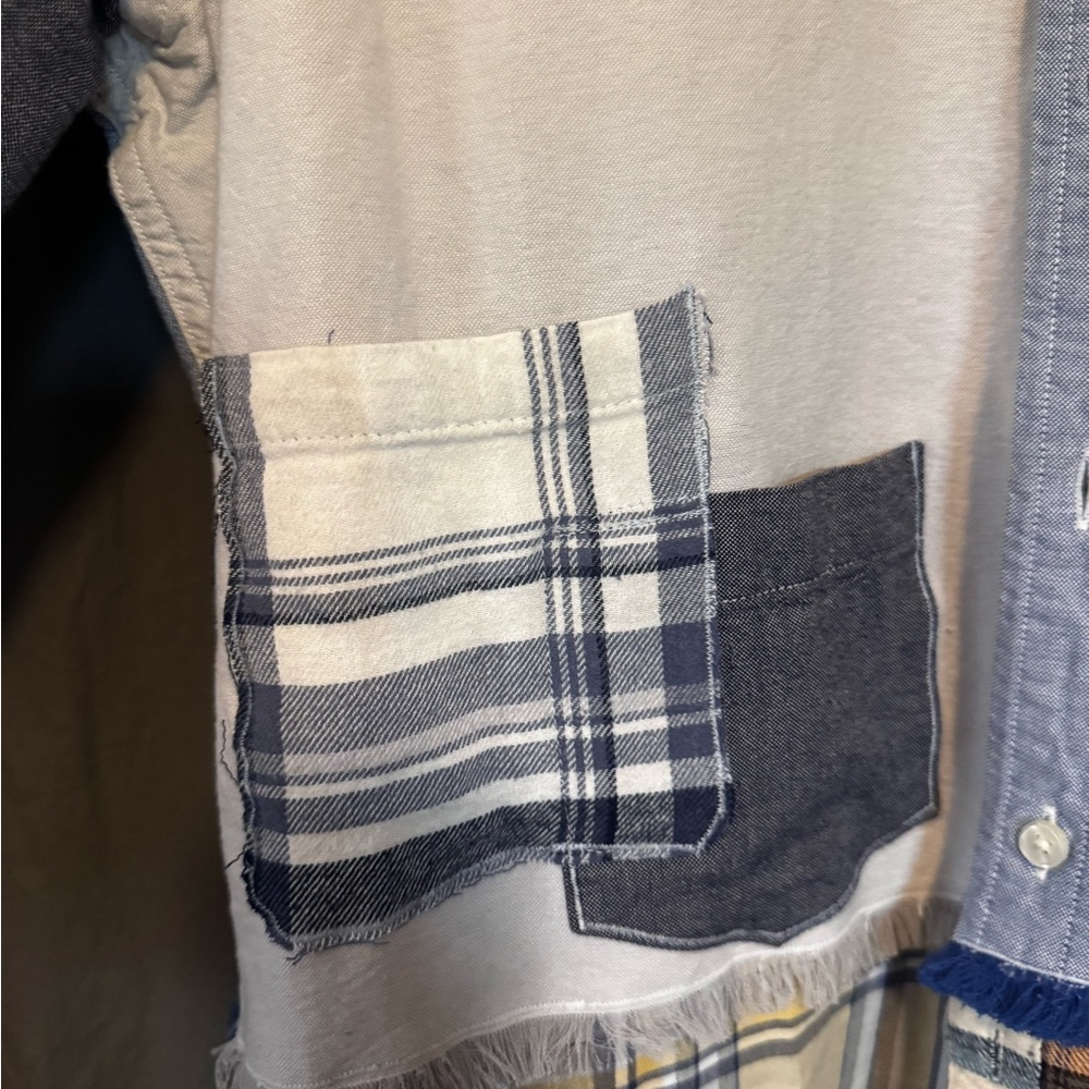 Patchwork Plaid Upcycled Refashioned Button Down … - image 4